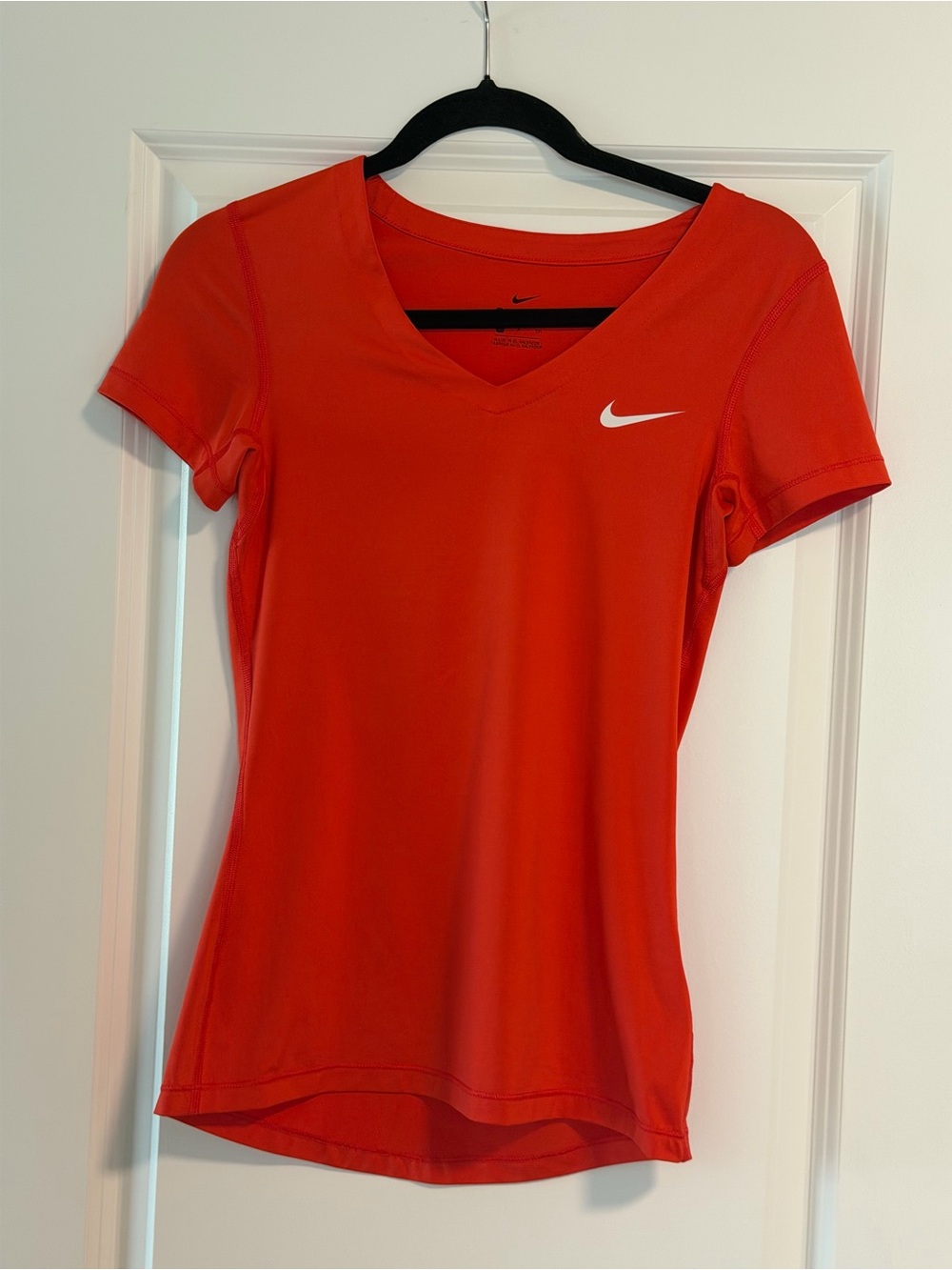 Nike Women's Orange V-Neck Short Sleeve Performance Tee